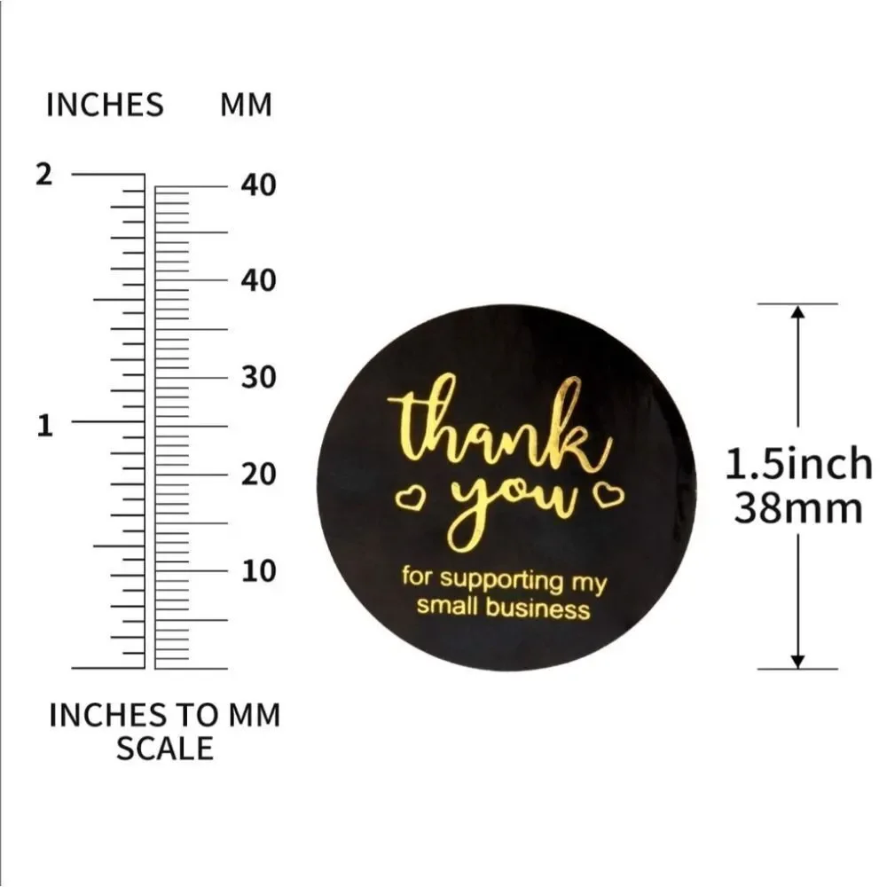 1000 Stickers Thank you supporting my small business pink black gold foil NEW